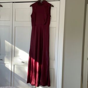 NWOT Lulu’s Classic Elegance Satin Sleeveless Mock Neck Maxi Dress